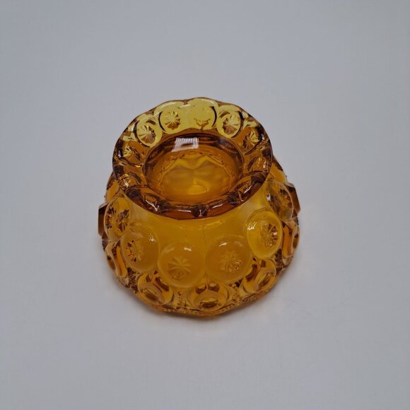 LE Smith Moon and Stars Amber Glass Compote Footed Candy Dish Bowl Vintage - Picture 6 of 9